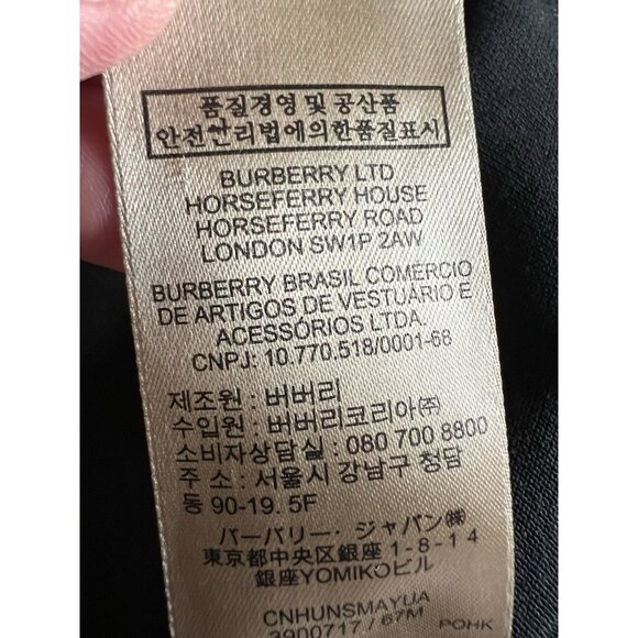 Burberry Brit black long slv puff slv plaid collar henley polo L designer preppy - Picture 10 of 10